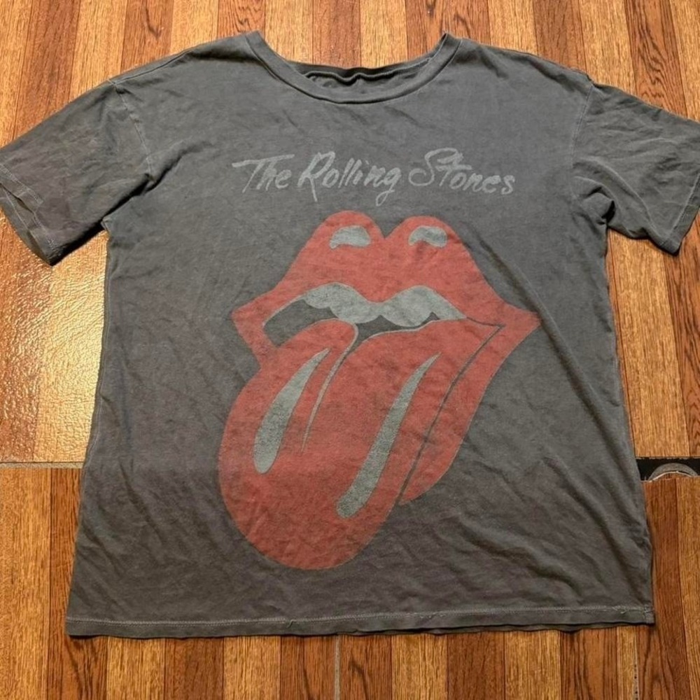 The Rolling Stones Women's Grey Y2k Distressed Cotton Shirt Medium